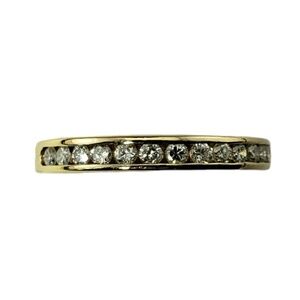 14 Karat Yellow Gold and Diamond Wedding Band Ring Size 6 #15967